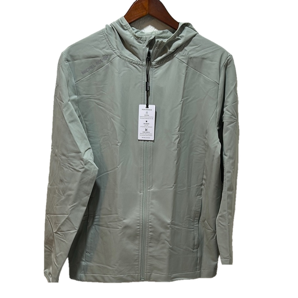 Michel Rouen Light Green Hooded Jacket windbreaker water resistant NWT size S